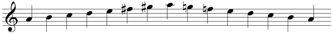 A melodic minor, ascending and descending