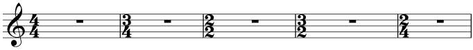 All of these time signatures use the same symbol for a complete bar's rest