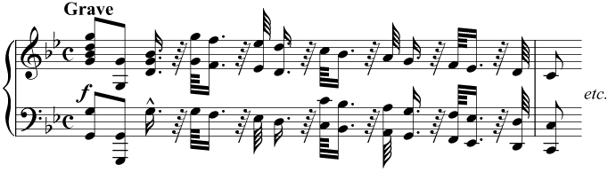 A double dotted rhythm in Mozart's 'Requiem', as performed