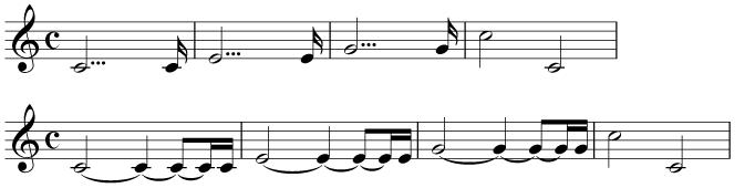 A full bar dotted rhythm using a triple dot