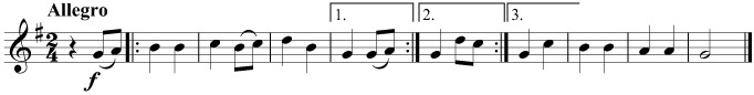 Three different endings for two repeats