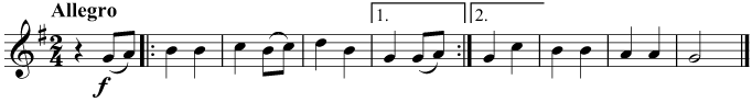 Repeat the first section before playing the second section, starting at the 2nd time bar