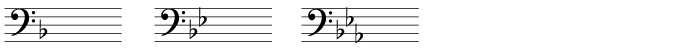 Key signatures up to three flats, in the bass clef