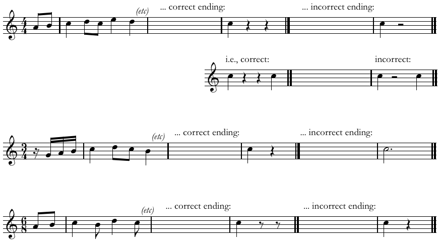 Upbeat notation examples